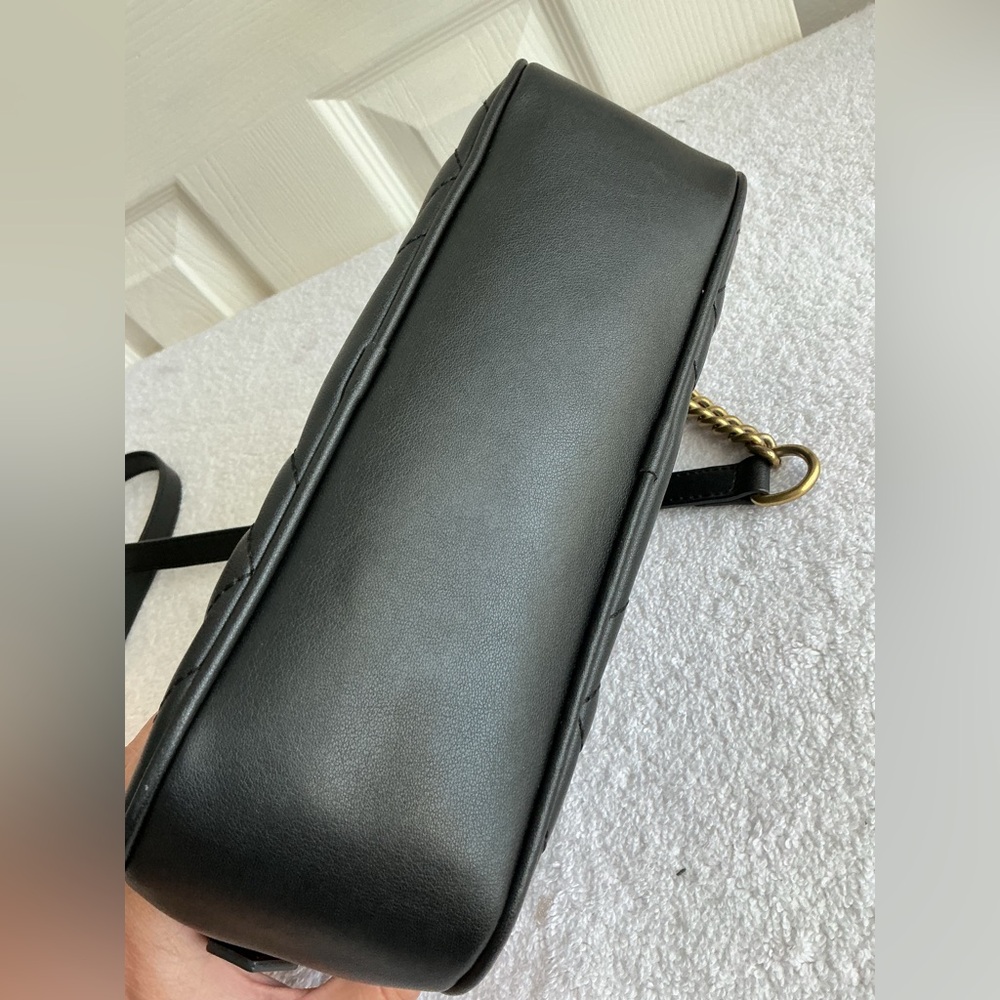 Gucci Black Chevron Crossbody with Gold Accents - Picture 12 of 16